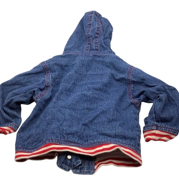 Mon Petit Baby Girl Size 24M Denim Jacket With Faux Fur Hood & Heart Patch - Picture 10 of 16
